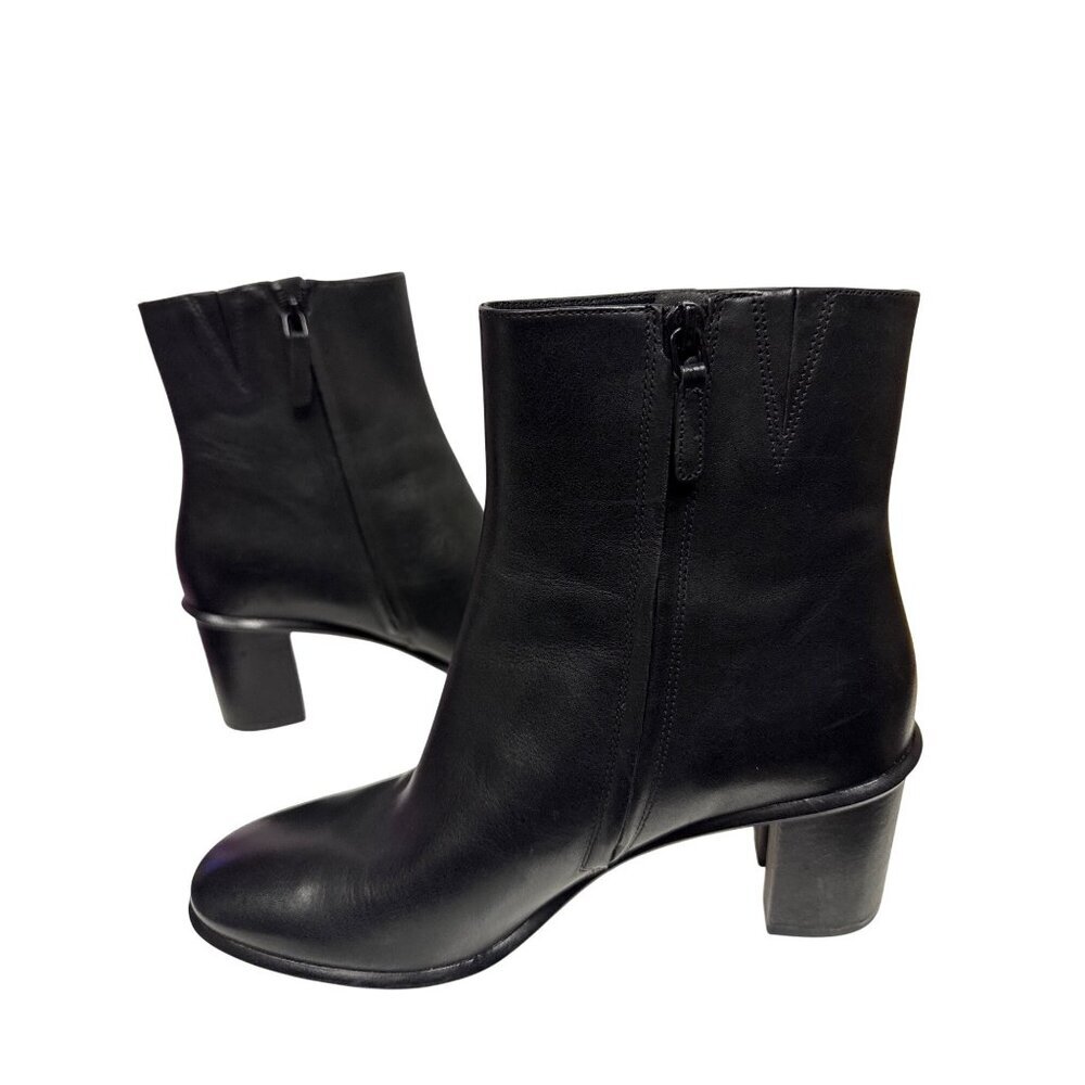 Tory Burch Brooke Stamped Women's Boots Ankle Black Leather Heeled Zip Size 11 - Picture 7 of 11